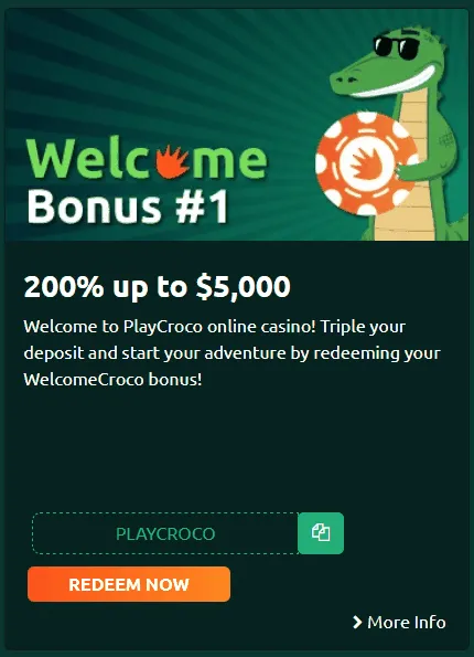 PlayCroco Casino Welcome Bonus